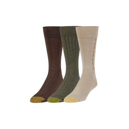 Nautica Classic Socks - Gold Toe Men's Moisture Control Classic Dress Crew Socks, 3 Pairs