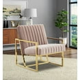 thumbnail image 5 of LeisureMod Montgomery Modern Velvet Pinstripe Design Accent Armchair With Gold Frame in Pink, 5 of 7