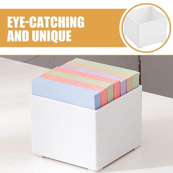 LOLIPPYY 2-Pack White Plastic Notepad Holder and Memo Pad Organizer Box for Office Desk Storage and Desktop Supplies