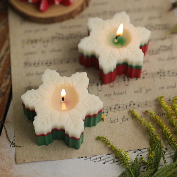 mfyjkho Vela aromática de invierno, diseño de copo de nieve, cera artesanal, 7 x 7 x 4 cm, decoración navideña, caja de regalo, 1 unidad