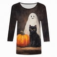 thumbnail image 4 of Godom Halloween Shirts for Women Funny Cute Graphic Tee 3/4 Length Sleeve Tunic Tops Halloween, 4 of 4