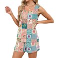thumbnail image 5 of JULMCOMO 2 Piece Sets for Women Square Neck Floral Print Beach Vacation Lounge Outfits Drawstring 2026 Cruise Summer Clothes with Pockets Army Green XL, 5 of 8