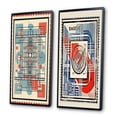 thumbnail image 3 of Designart "Vintage Bauhaus Stamp Geometric Retro III" Modern Geometric Framed Wall Art Set Of 2 - Modern Blue Gallery Wall Frame Set For Home Decor, 3 of 6