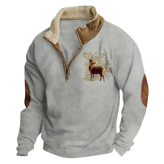 Ediodpoh Chandail Sans Capuche pour Homme Mode Homme Décontracté Relax Confortable à Imprimé à Manches Longues Chandail à Capuchon pour un Style Quotidien Chandail Ras du Cou pour Homme Gris_002 TTTG