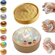 Glitter Dumpling Squishy Mystery Box, Colorful Dumpling Stress Balls Fidget Toys with Steamer Box