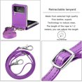 thumbnail image 4 of Wallet Case for Samsung Galaxy Z Flip 3 Card Holder, Embossed PU Leather Cover Removable Adjustable Shoulder Neck Strap Lanyard Phone Case for Samsung Galaxy Z Flip 3 Crossbody Purple, 4 of 16