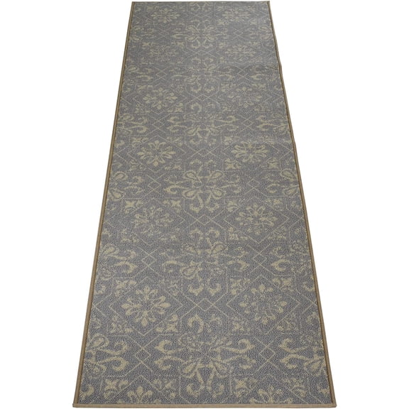 Custom Size Skid Resistant Backing Rug Runner Trellis Floral Abstract Grey Cut to Size Roll Runner Rug By Feet