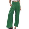 thumbnail image 2 of SAHFX Cotton Linen Pants Women 2026 Smock Waist Boho Pants Long Pant Lounge Trousers Elastic Waist Pull-On Pants Cotton Gauze Pants for Women Loose Pants Dress Pants with Pockets Baggy Trousers, 2 of 6
