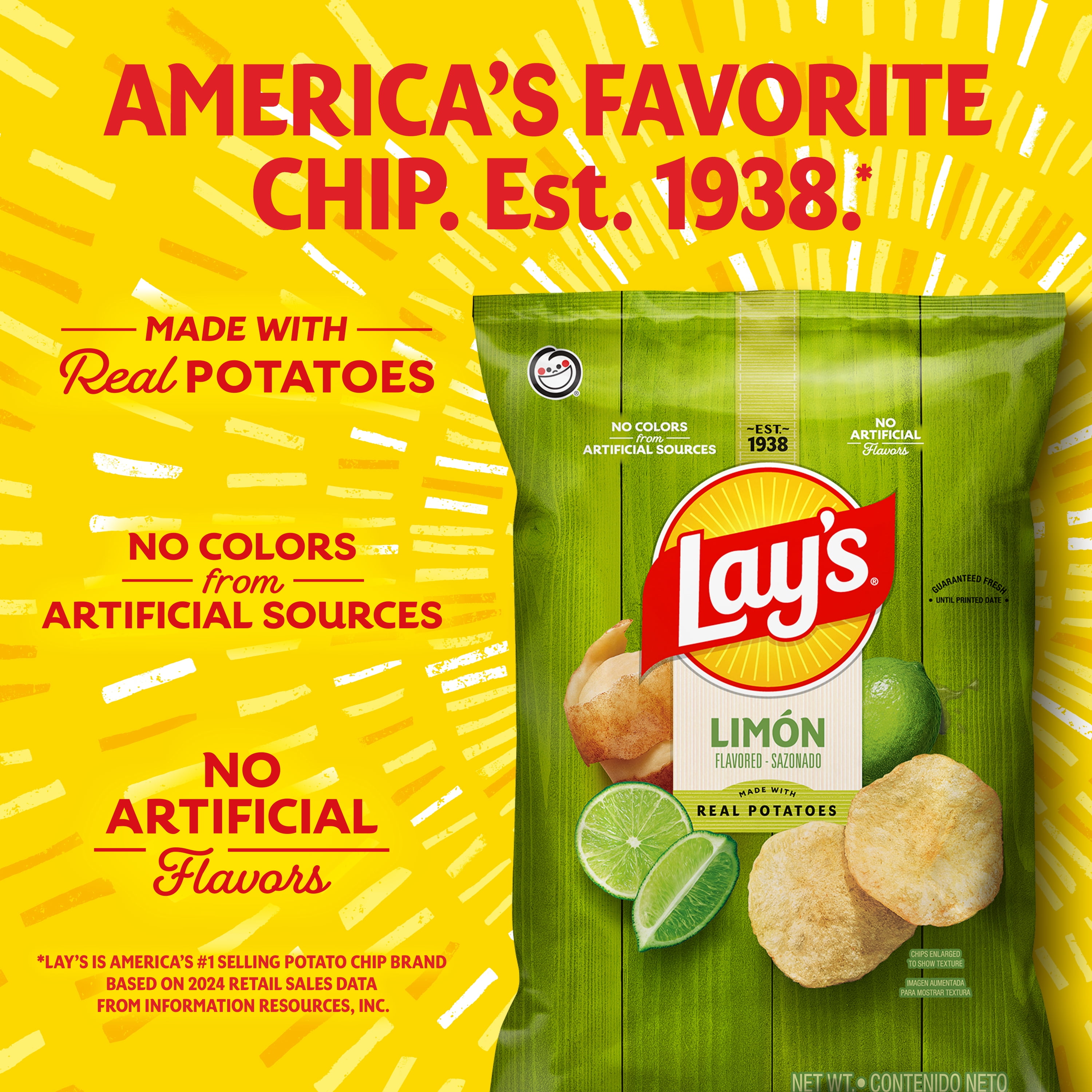 Lay's Potato Chips, Limon Flavor, 7.75 oz Bag