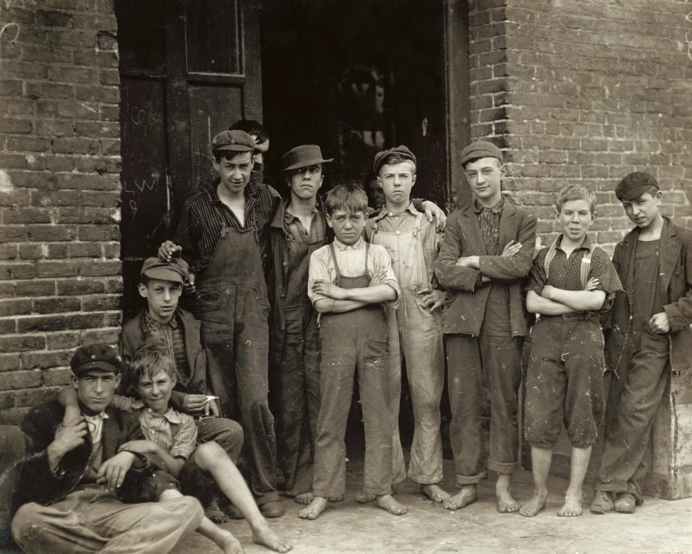Hine Child Labor, 1910. /Na Group Of Young Workers At A Cotton Mill In