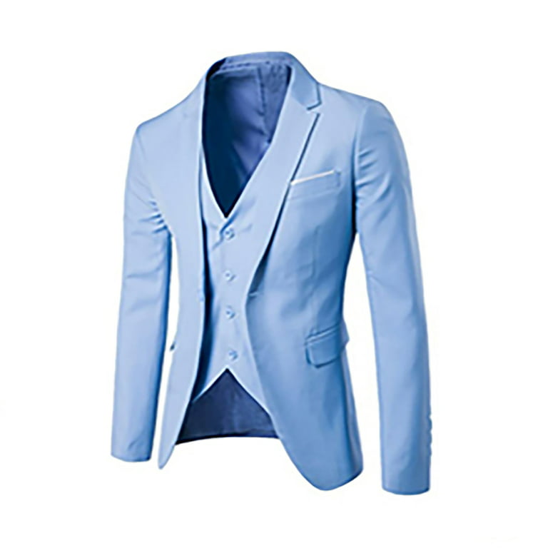 Mens Suits 3 Pieces Slim Fit One Button Solid Suit Blazers for Business  Wedding Formal Prom Tuxedo Blazer Vest & Pant Set Black at  Men's  Clothing store