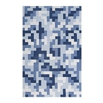 Modway Andela Interlocking Block Mosaic 5x8 Area Rug in Multicolored Light and Dark Blue