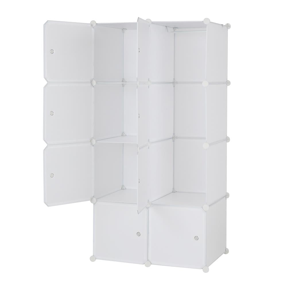 Ktaxon DIY Closet Clothes Organizer Storage Shelves 8-Cube, Portable Wardrobe W/Doors Hanging Rod,Modular Bookcase Organizers Unit