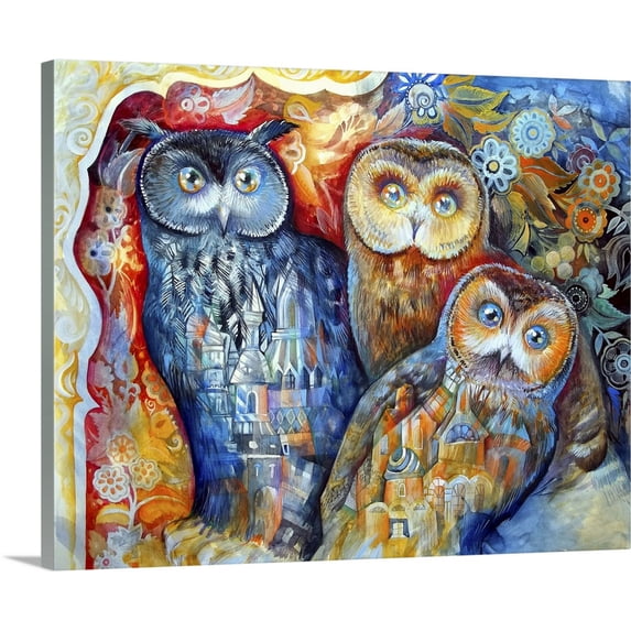 Great BIG Canvas | Oxana Zaika Premium Thick-Wrap Canvas entitled Owls