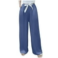 thumbnail image 2 of Juslio Cotton Pants Women Cotton with Pockets High Waist Casual Elastic Waist Wide Leg Pants Free Size, 2 of 3