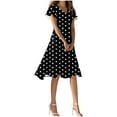 thumbnail image 3 of Aboser Womens Party Dresses for Wedding Guest Fashion Polka Dot Print Sundress Flowy A-Line Beach Dress Summer Short Sleeve Midi Dresses Soft V Neck Dress, 3 of 7