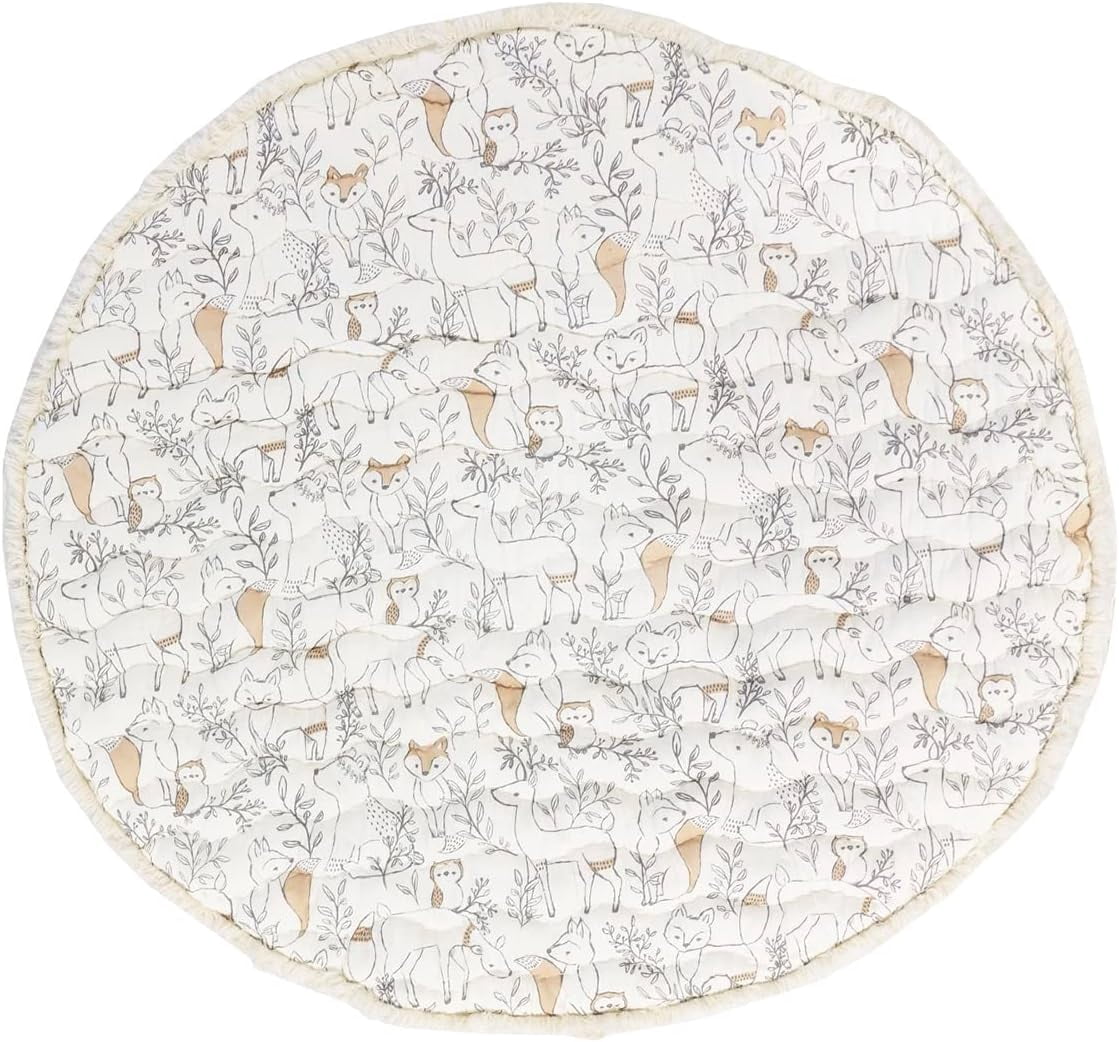 Vagascape Activity Mat, Infant and Baby Quilted Playmat for Boys and Girls, Woodland Print, 40” x 40”
