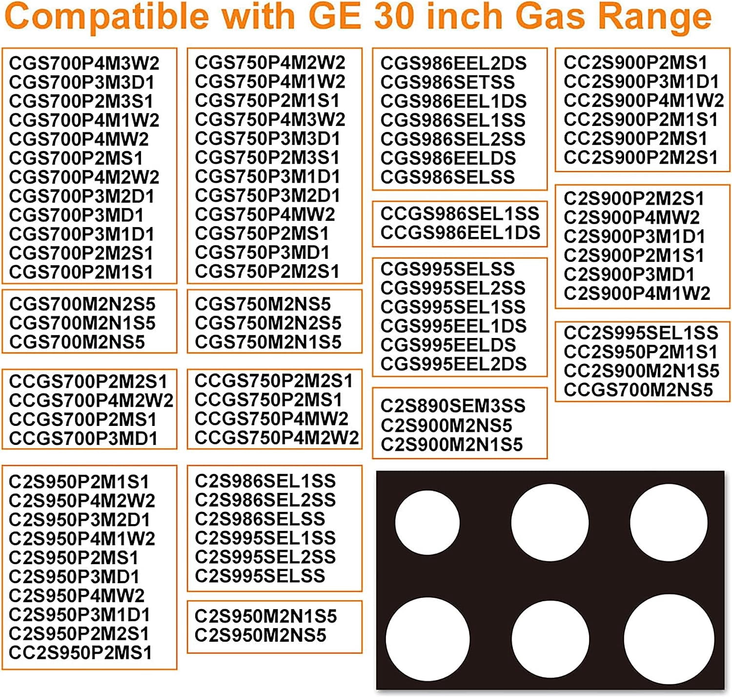 FanXm GE 30 inch Gas Range Protectors - Non Stick Stove Protector for Gas Range - CGS700P/CGS750P/C2S950P/CGS986/CGS995/CC2S900