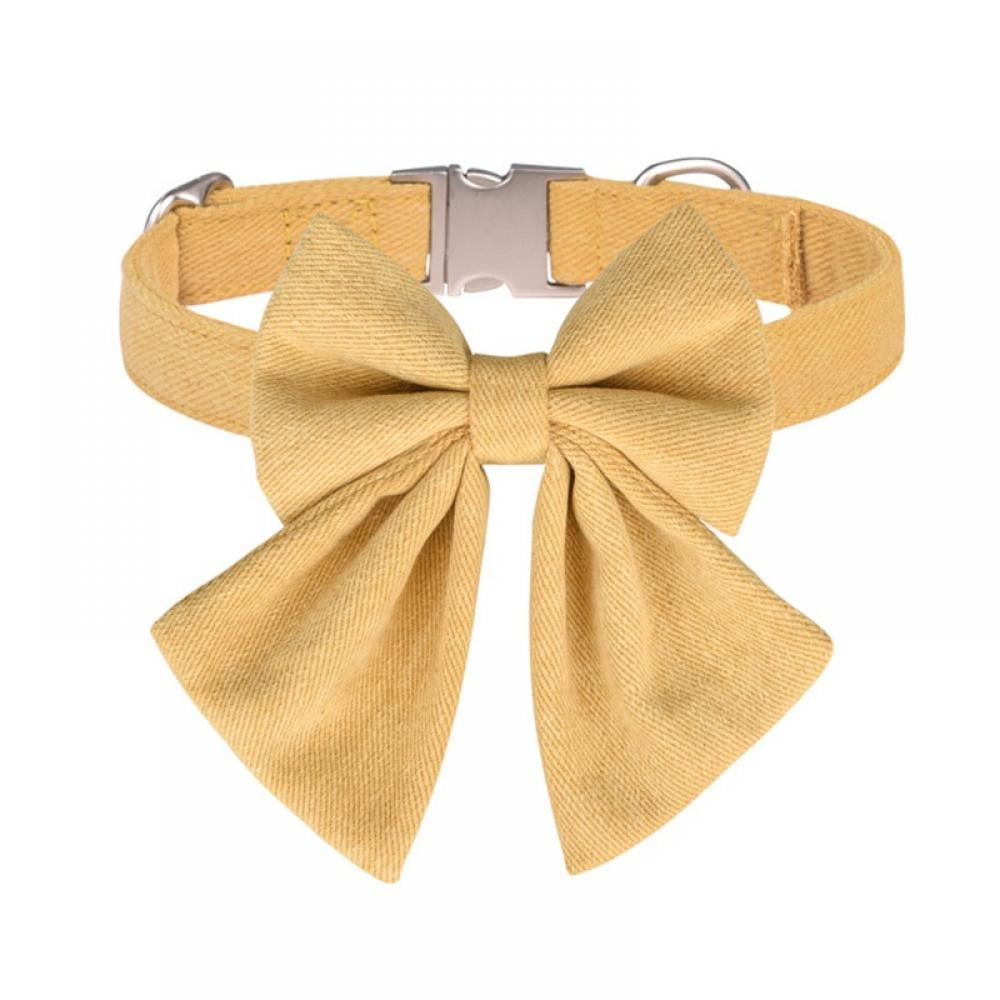 Dog Collar with Bow Bow for Dog, Solid Colors Sailor Bow Tie Adjustable Collar for Small Medium