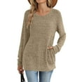 thumbnail image 3 of Scyoekwg Womens Long Sweaters Fall Fashion Dressy Casual Long Sleeve Top for Women Crewneck Tunic Knit Sweaters Loose Fit Pullover With Pockets (Dark Beige,XL), 3 of 7