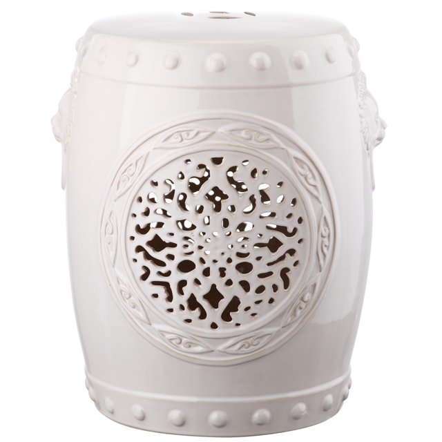 Safavieh Flower Drum Ceramic Decorative Garden Stool, Cream