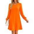 thumbnail image 1 of Aloodor Robe d'Automne pour Femmes 2022 Manches Longues Bouffantes Col Rond Robes Décontractées, 1 of 4