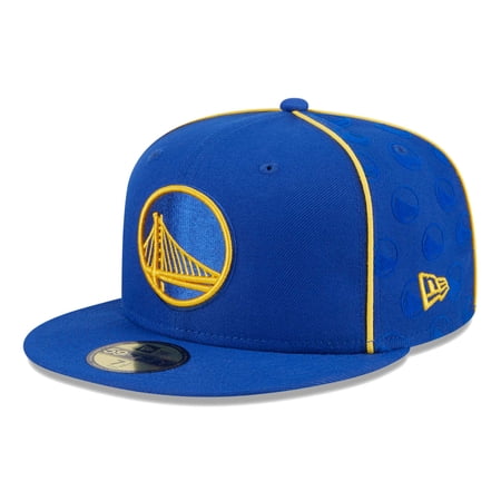 Men s New Era Royal Golden State Warriors Piped & Flocked 59Fifty Fitted Hat