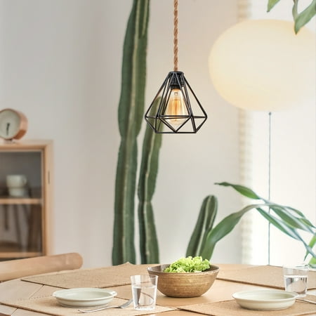 

E26/E27 Retro Lamp Cable DIY Cord Hanging Light Pendant Light with Switch Plug in 15FT Hemp Rope Cord Hang Lamp for Kitchen Living Room(Lampshade not included)