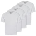 thumbnail image 1 of hajo Camiseta de hombre, pack de 4 - Básica, manga corta, cuello en V, algodón, uni Blanco 4XL (XXXX-Large), 1 of 4