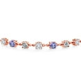 thumbnail image 2 of Gem Stone King 2.43 Ct and E-F Lab Grown Diamond Blue Tanzanite 18K Rose Gold Plated Silver Tennis Bracelet for Women (Fully Adjustable up to 9 inch), 2 of 3
