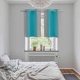 thumbnail image 5 of Turquoise Ombre Kitchen Curtains Small Short 39 Inch Length, Grey Modern Art Farmhouse Grommet Top Bedroom Living Room Curtains, Light Filtering Cafe Curtain Drapes 2 Panels Set 55''x39'', 5 of 9