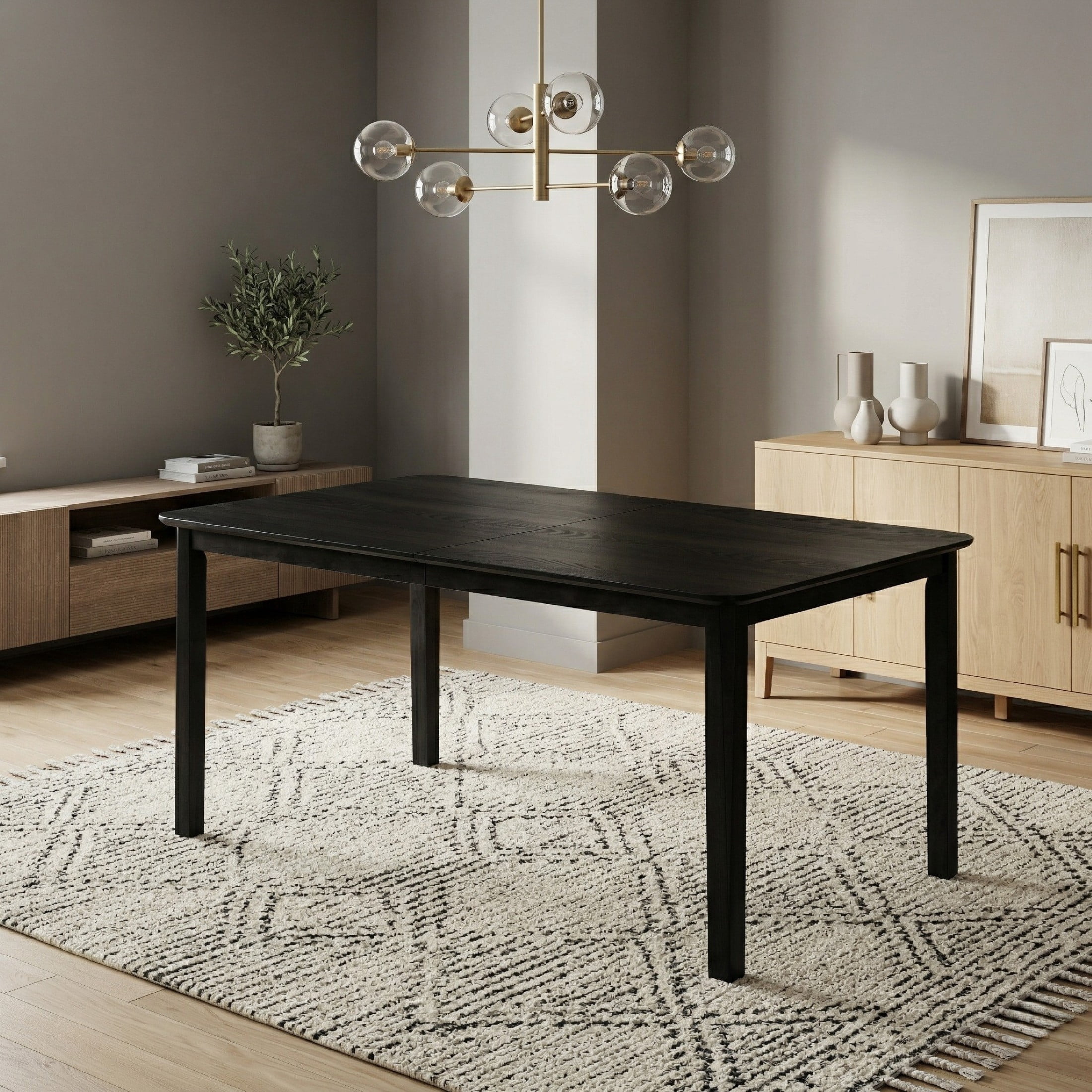 Home Design Vinita Rectangular Dining Table with Rounded Corners, Black