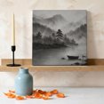 thumbnail image 3 of Misty Lake Landscape Canvas Wall Art for Living Room Bedroom Bathroom, Country Vintage Minimalist Gray Tree Boat Canvas Art Wall Decor, Artwork for Walls Home Office Decor, 10"x10", 3 of 9