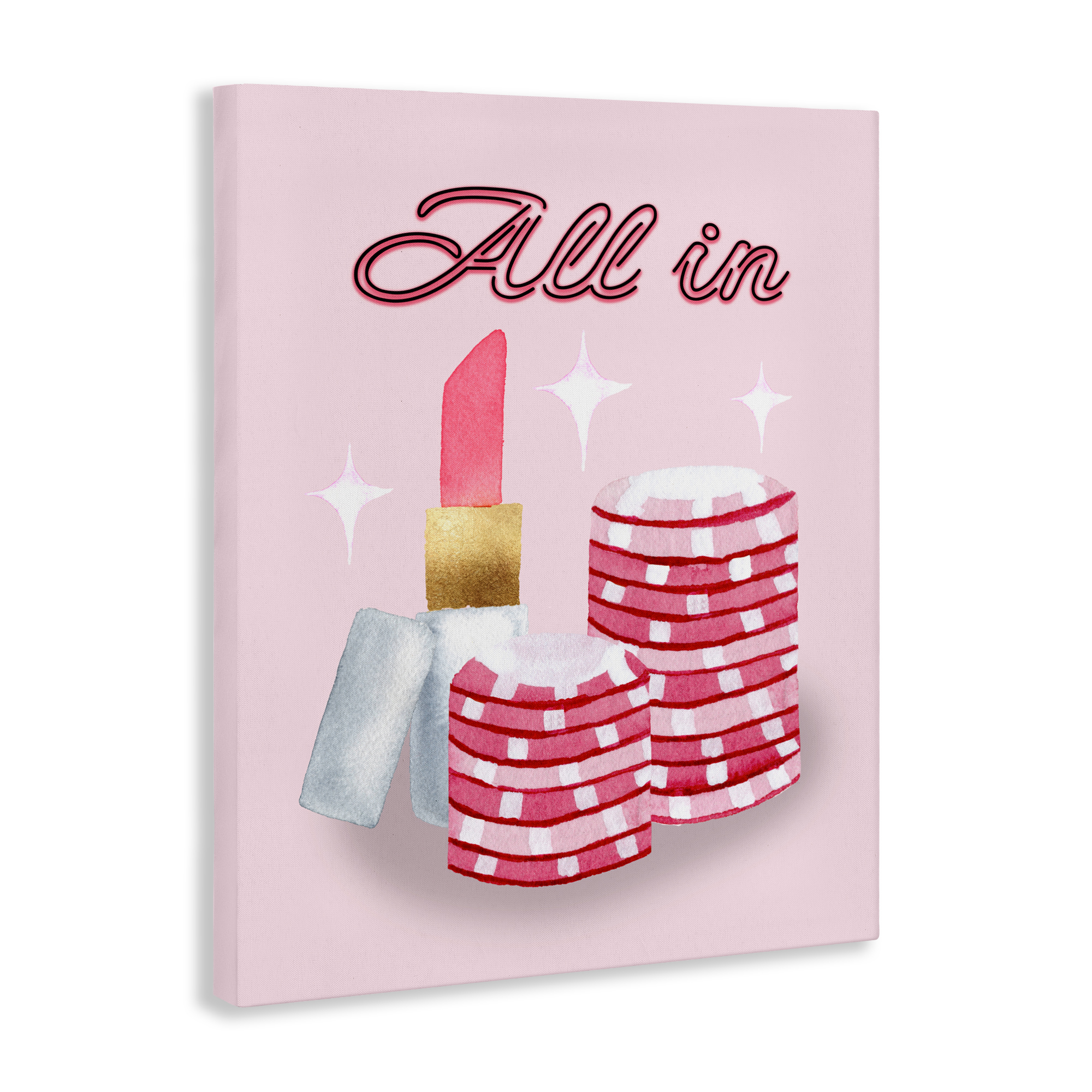 All In Poker Chips & Lipstick Canvas Wall Art, design by Nina Jacobs