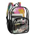 thumbnail image 2 of PVC Transparent Backpacks Clear Backpack for Travel and Outings Colorful Tropical Leaves, 2 of 7
