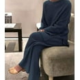 thumbnail image 1 of Conjunto de suéter de punto para mujer, ropa de calle diaria, básica, pura, Simple, suave, deportiva, pantalón, cuello redondo, manga larga, Otoño e Invierno, 1 of 4