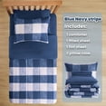thumbnail image 2 of Sleep Zone Kids Comforter Set Full/Queen Size, Jersey Knit 7 Pieces Bedding, Super Soft and Breathable Comforter with Sheets, Pillowcases (Blue grid), 2 of 7