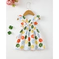 thumbnail image 3 of Baby Girls Clothes Newborn Girls Floral Dress 3 Months Girls Summer Dress 6 Months Girls Sundress Sleeveless Dress with Cute Bag Orange, 3 of 8