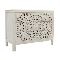 JOFRAN INC.2356-39 Jolie Rustic Solid Wood Hand Carved Accent Chest with Three Drawers, Multicolor