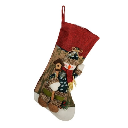 

Veki Santa Snowman Deer Gift Bag Decorative Fabric Christmas Socks Pendant Stained Glass Window Frame