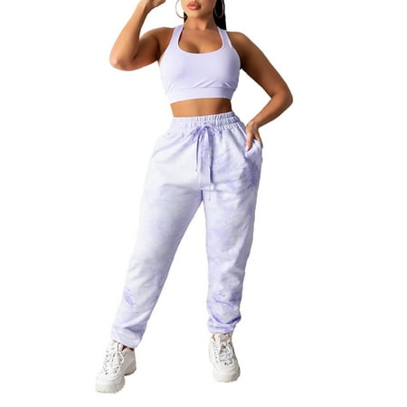 

GirarYou Female Trousers Floral Print High Waist Causal Pants with Drawstring