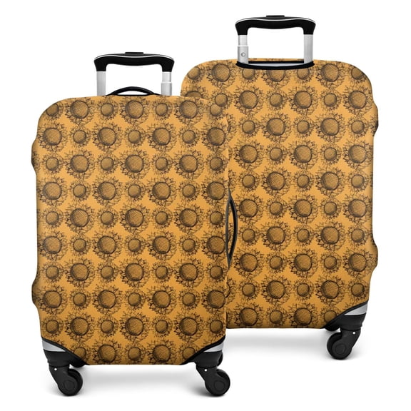 Orange Brown Sunflower Pattern Luggage Cover Fashion Suitcase Cover Baggage Covers Fit 25-28 Inch Luggage (Go Travel)