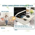 thumbnail image 6 of Haverchair 35.5" Large Storage Ottoman Coffee Table, Square Ottoman Bench with Storage, Lift Top Oversized Storage Ottomans, Tufted Upholstered Coffee Tables for Living Room, Bedroom (Beige), 6 of 7