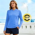 thumbnail image 2 of Women's UPF 50+ Sun Protection Hoodie Shirts Casual Quick-drying Long Sleeve Plus Size Light Tees for Fishing Hiking Going Out Blue XS, 2 of 6