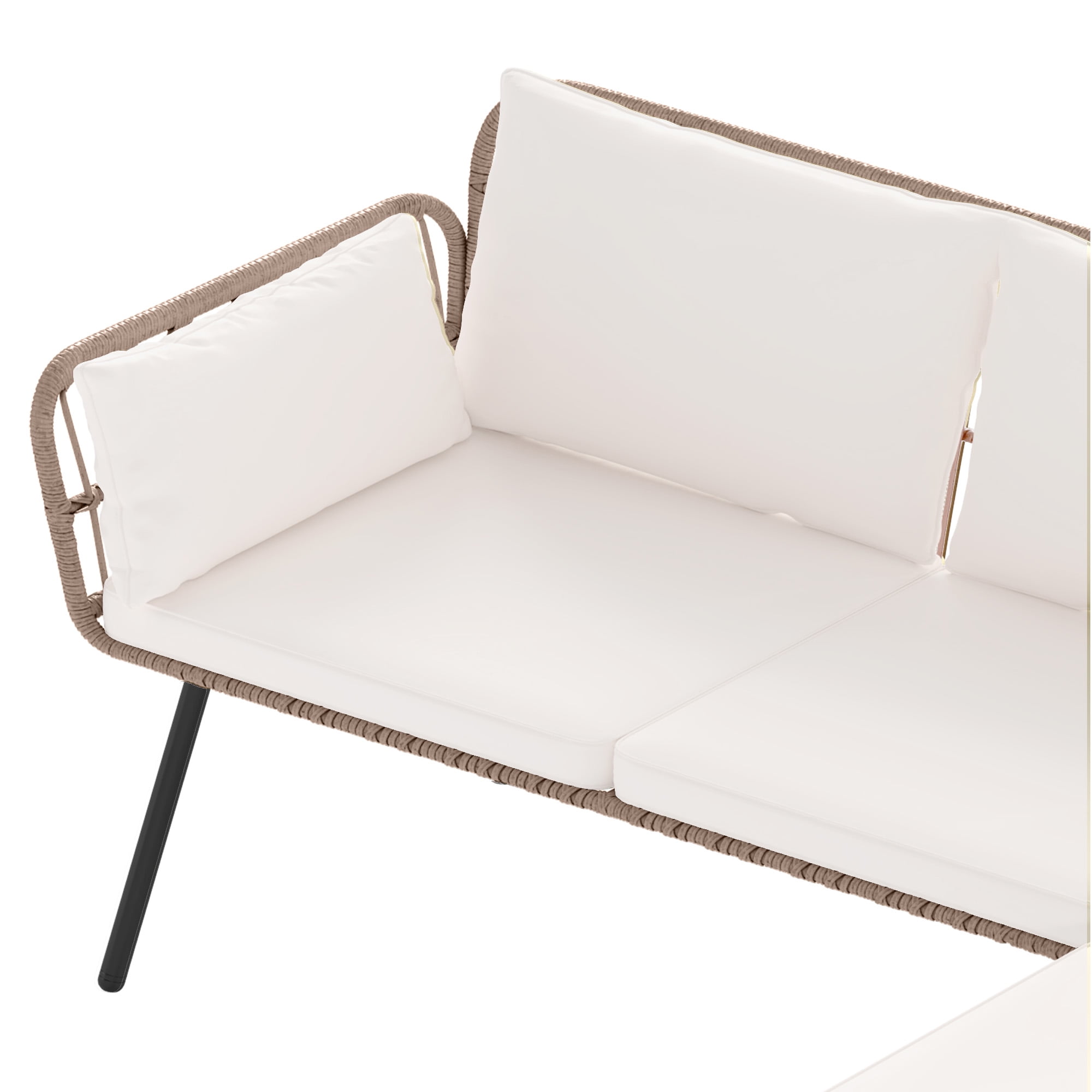 Craftian 3 Pieces Patio Furniture Set, Wicker Rattan Outdoor Conversation Set with Cushions and Side Table  - Beige