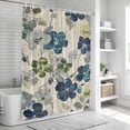 thumbnail image 5 of Teal Green Grey Leaves Shower Curtain Set - 72" x 78" Washable Bathtub Curtain with 12 Hooks, Vintage Beige Crack Texture Waterproof Fabric Stall Shower Curtains for Bathroom/Bathtub Décor, 5 of 6