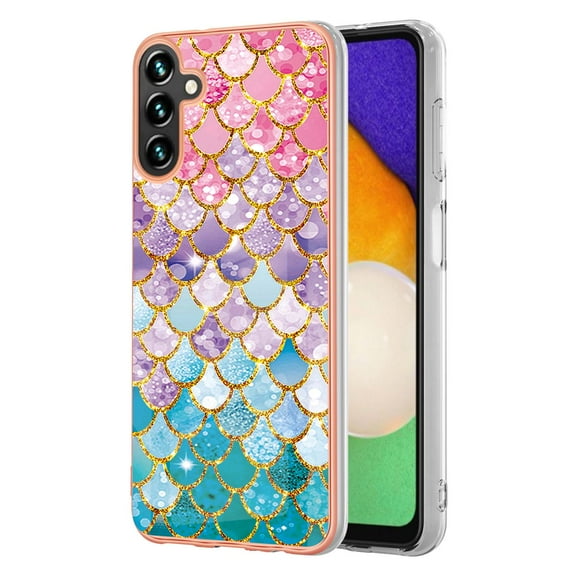 Nalacover Slim Case for Samsung Galaxy A35, Fish Scale Marble Pattern Phone Case for Women Girls Compatible with MagSafe, TPU Shockproof Scratch Resistant Protection Cover, Colorful Scales