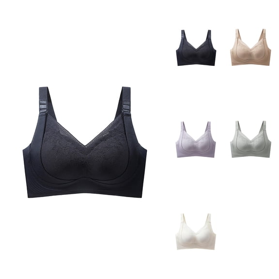 Seamless Fixed Cup Non-Wire Support Bra – Adjustable Comfort Lifting Design for Sagging, Everyday Wear with Back Muscle Support