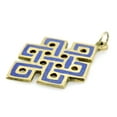 thumbnail image 3 of Hand Crafted Eternal Knot Lapis and Brass Pendant, 3 of 5
