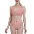 thumbnail image 2 of Picia Rose Gold Pink Glitter Women's High Waisted Bikini Scoop Neck Swimsuit Two Pieces Bathing Suit-Large, 2 of 8